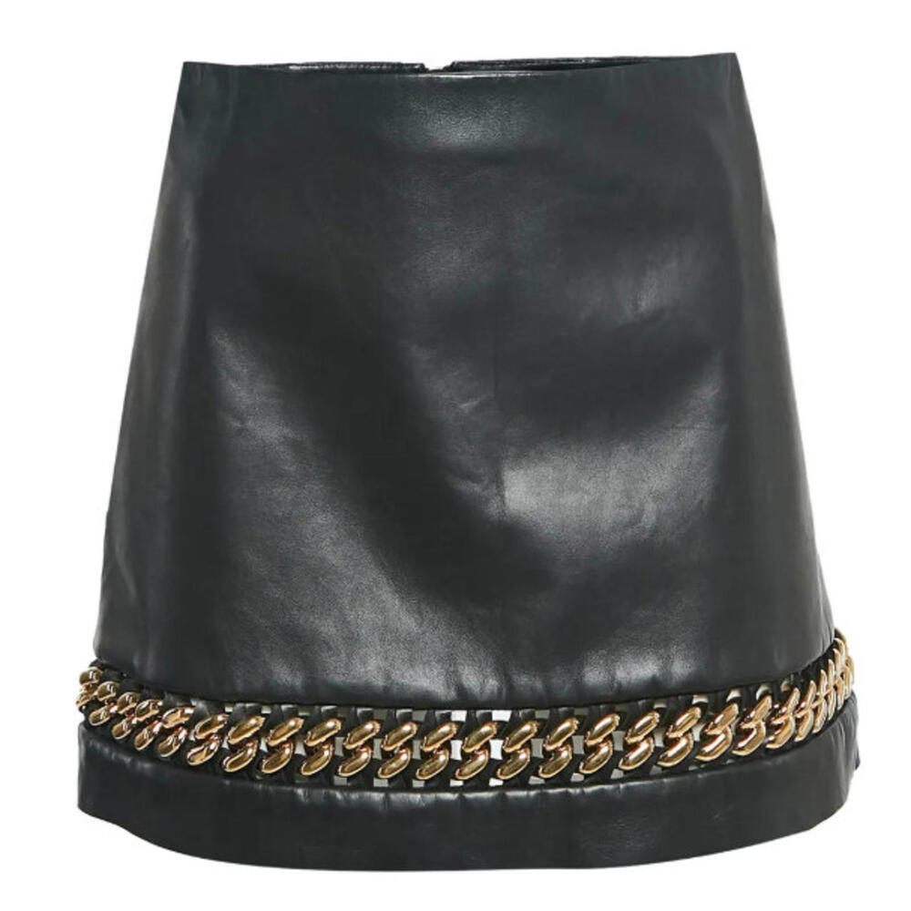 Versace 100% Leather Skirt w/Chain, $3,740 NWOT, US 2, IT 38, 80% off! #2283